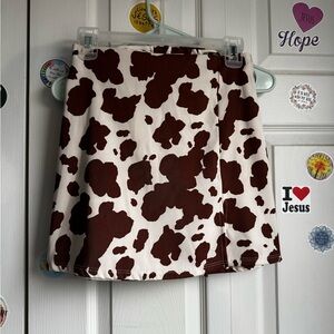 Altar'd State Brown and White Cow Print Skirt (matching set)